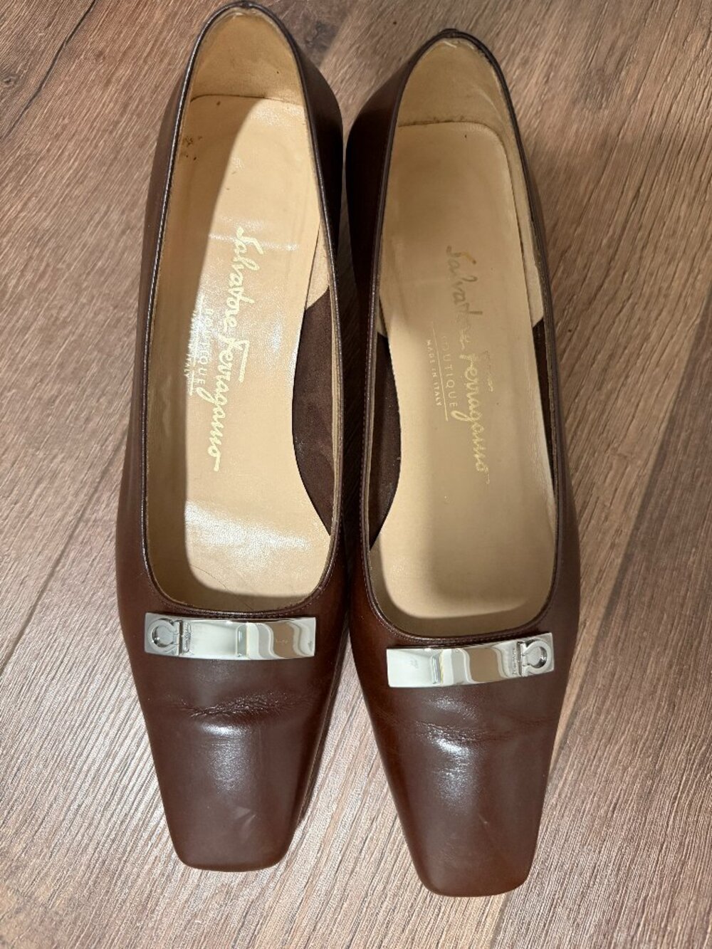 Salvatore Ferragamo Brown Leather Pumps